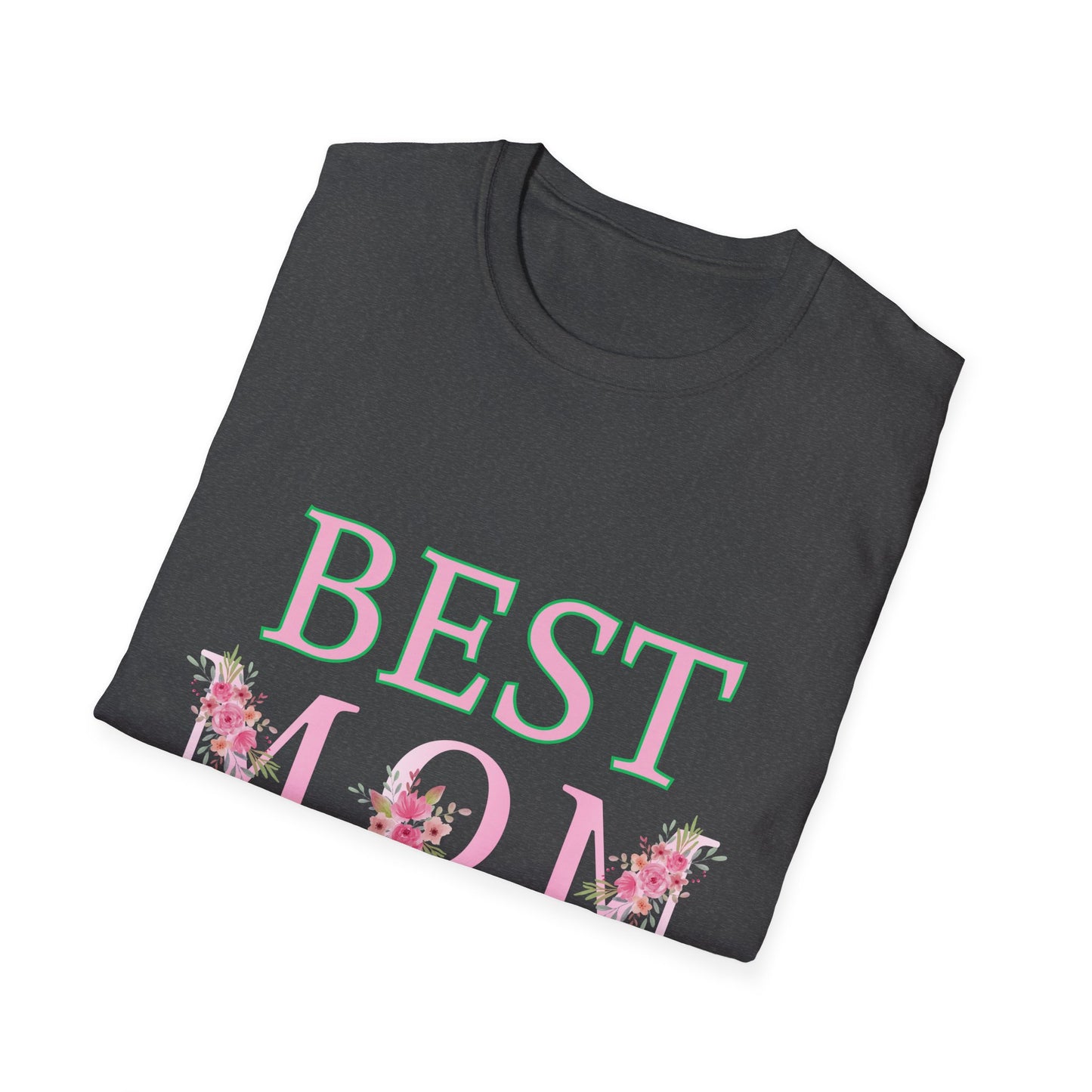 Best Mom Unisex Softstyle T-Shirt | Perfect Gift for Mother's Day, Birthday, Casual Wear, Floral Design, Family Gatherings