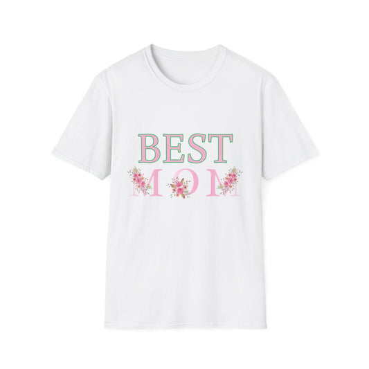 Best Mom Unisex Softstyle T-Shirt | Perfect Gift for Mother's Day, Birthday, Casual Wear, Floral Design, Family Gatherings