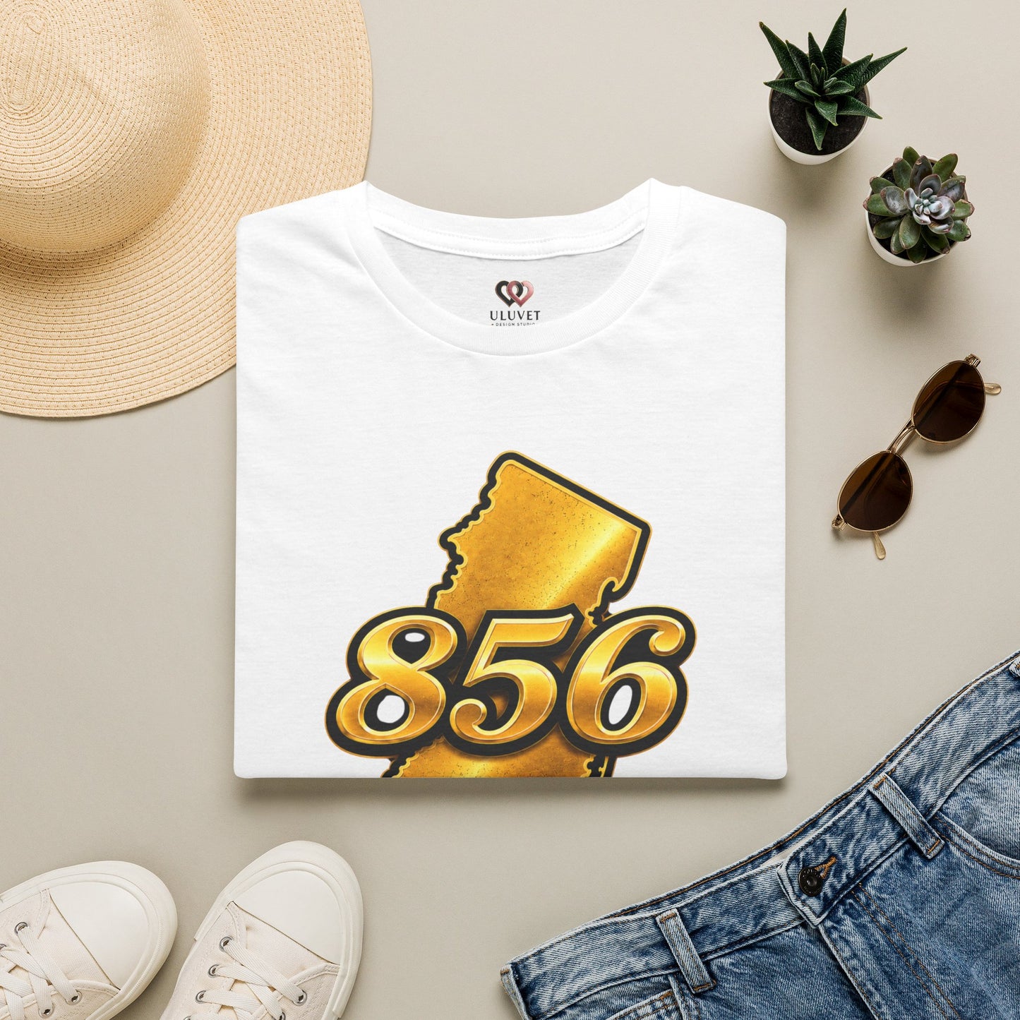 856 Jersey Shore T-Shirt — Gold New Jersey Area Code Tee