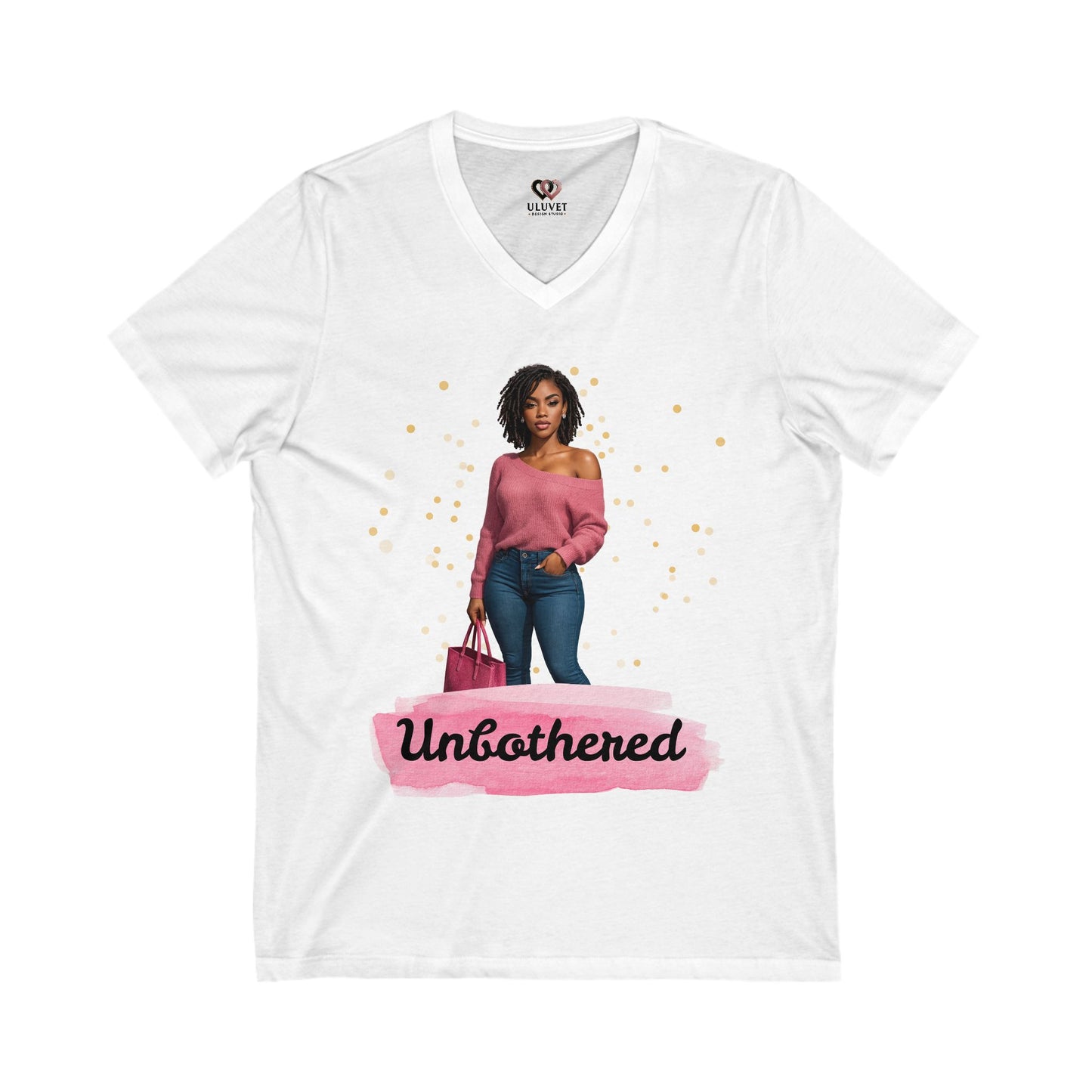 Casual Outings Unisex Jersey Tee, V-Neck Shirt for Self-Care Days, Gifts for Her, Confidence Wear, Comfortable Top for Any Occasion
