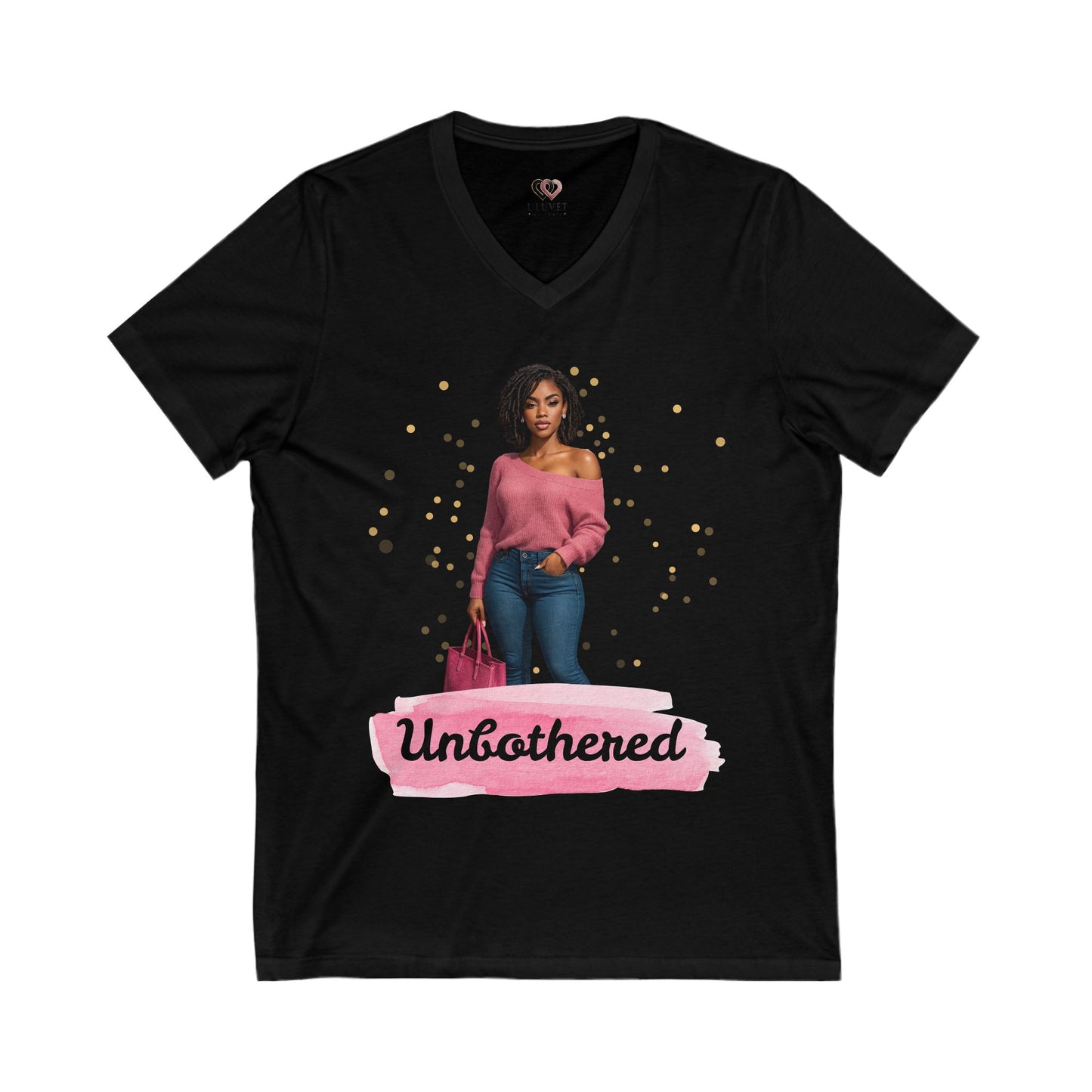 Casual Outings Unisex Jersey Tee, V-Neck Shirt for Self-Care Days, Gifts for Her, Confidence Wear, Comfortable Top for Any Occasion