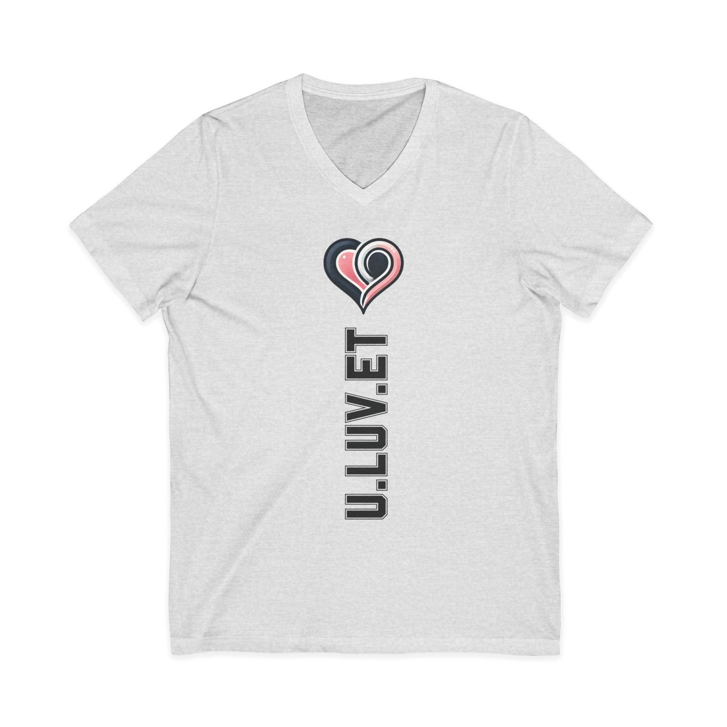 Heartfelt Love V-Neck Tee | Unisex Jersey Short Sleeve Shirt | Perfect for Valentine's, Anniversaries, Casual Wear, Gifts