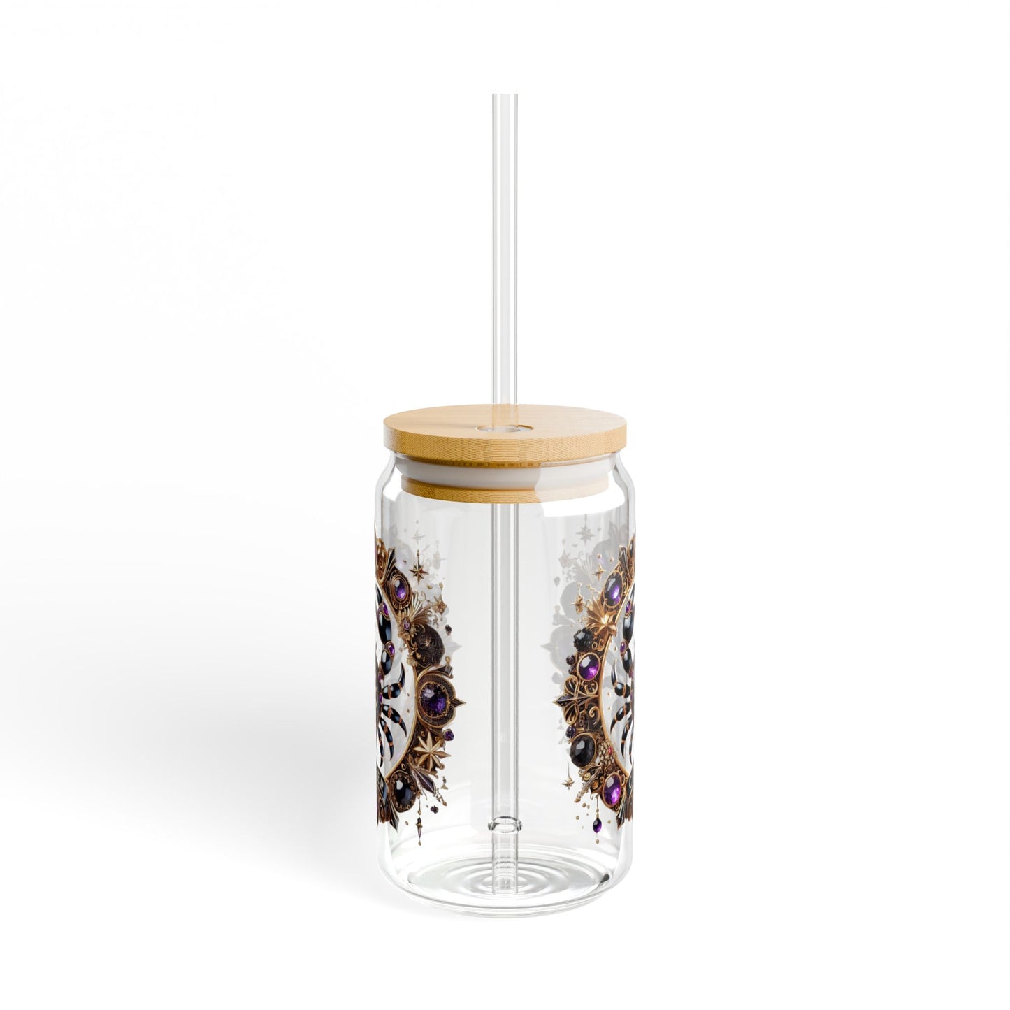 Zodiac Sipper Glass with Straw, 16oz - Unique Cancer Sign Drinkware, Astrological Gift, Home Bar Decor, Eco-Friendly Beverage Container