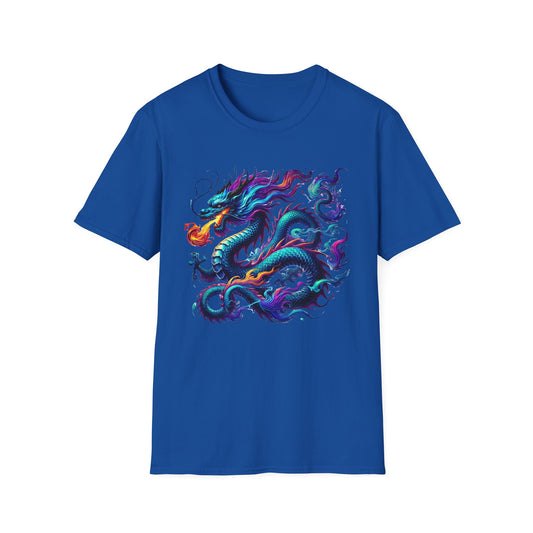 Dragon Graphic T-Shirt, Unisex Softstyle Tee, Art Shirt, Gift for Him, Gift for Her, Casual Wear, Festival Fashion