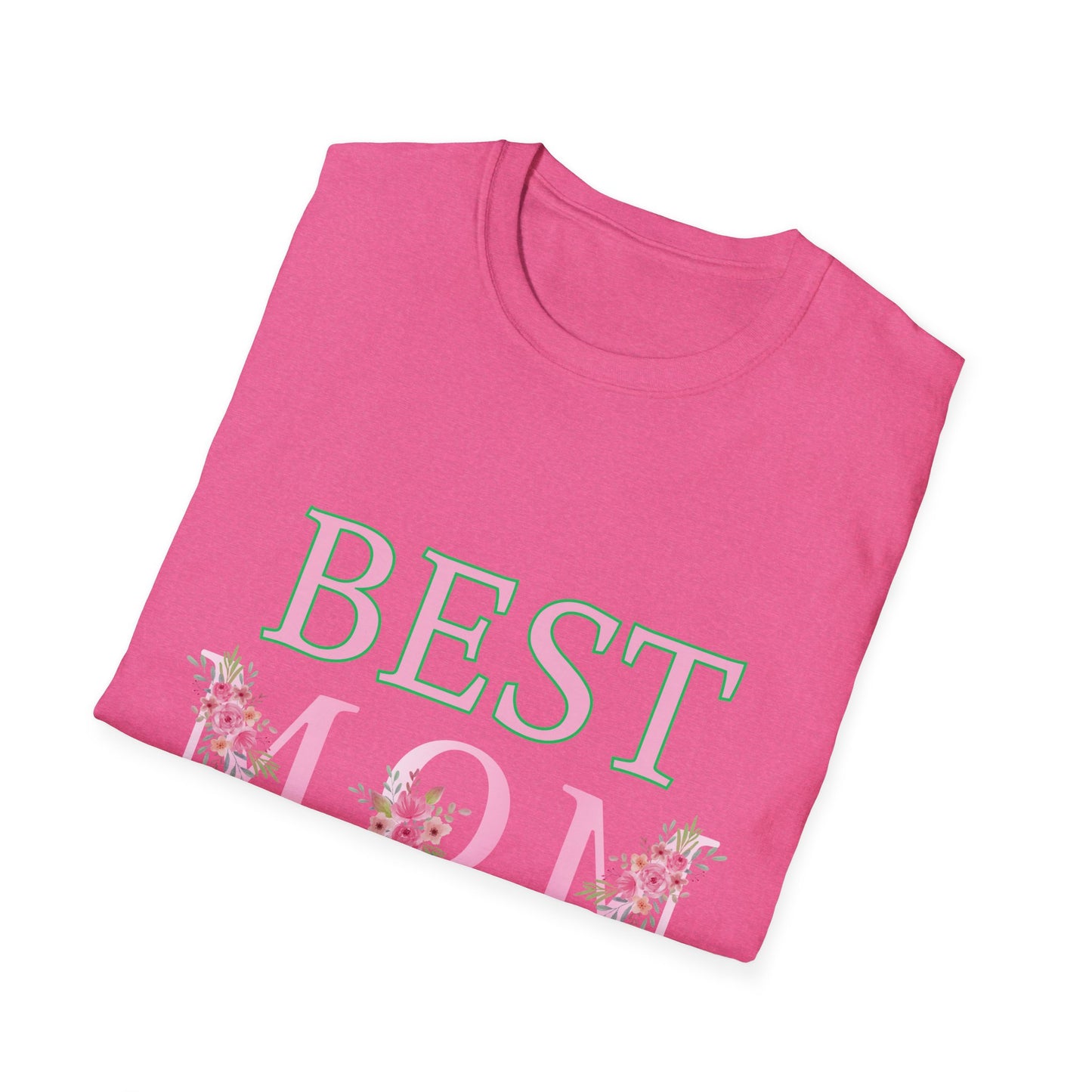 Best Mom Unisex Softstyle T-Shirt | Perfect Gift for Mother's Day, Birthday, Casual Wear, Floral Design, Family Gatherings