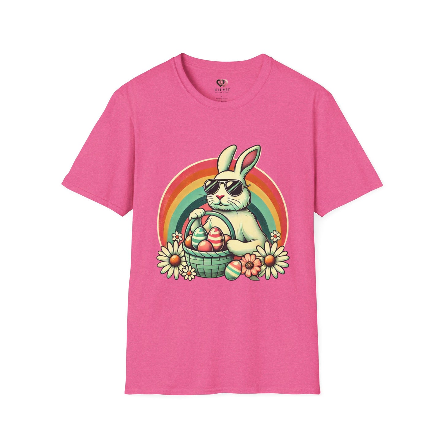 Retro Bunny Easter T-Shirt, Cute Rabbit Graphic Tee for Spring Celebrations, Unisex Softstyle Shirt, Perfect for Easter and Brunch, Fun Gift
