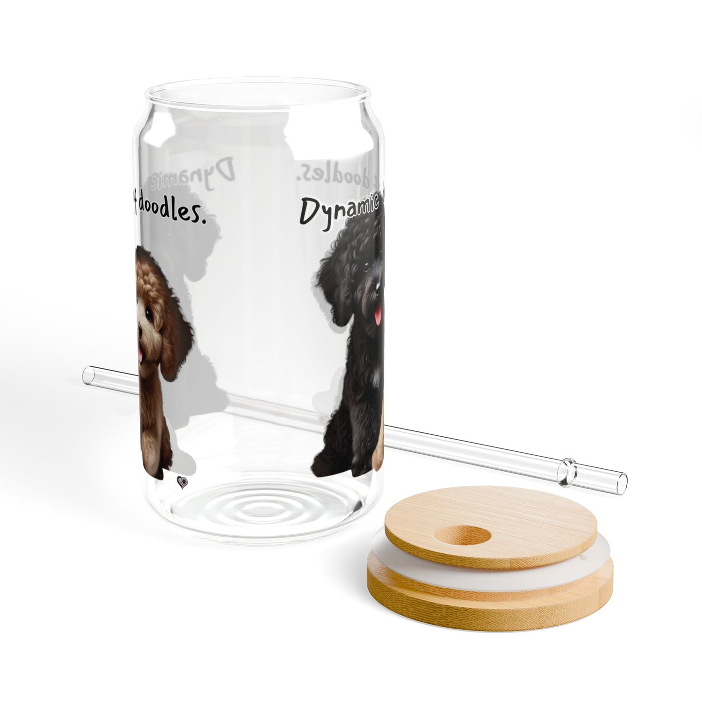 Dog Lovers Sipper Glass, 16oz - Cute Pet Drinkware, Doodle Dog Glass, Gift for Pet Owners, Funny Animal Cup, Beverage Container