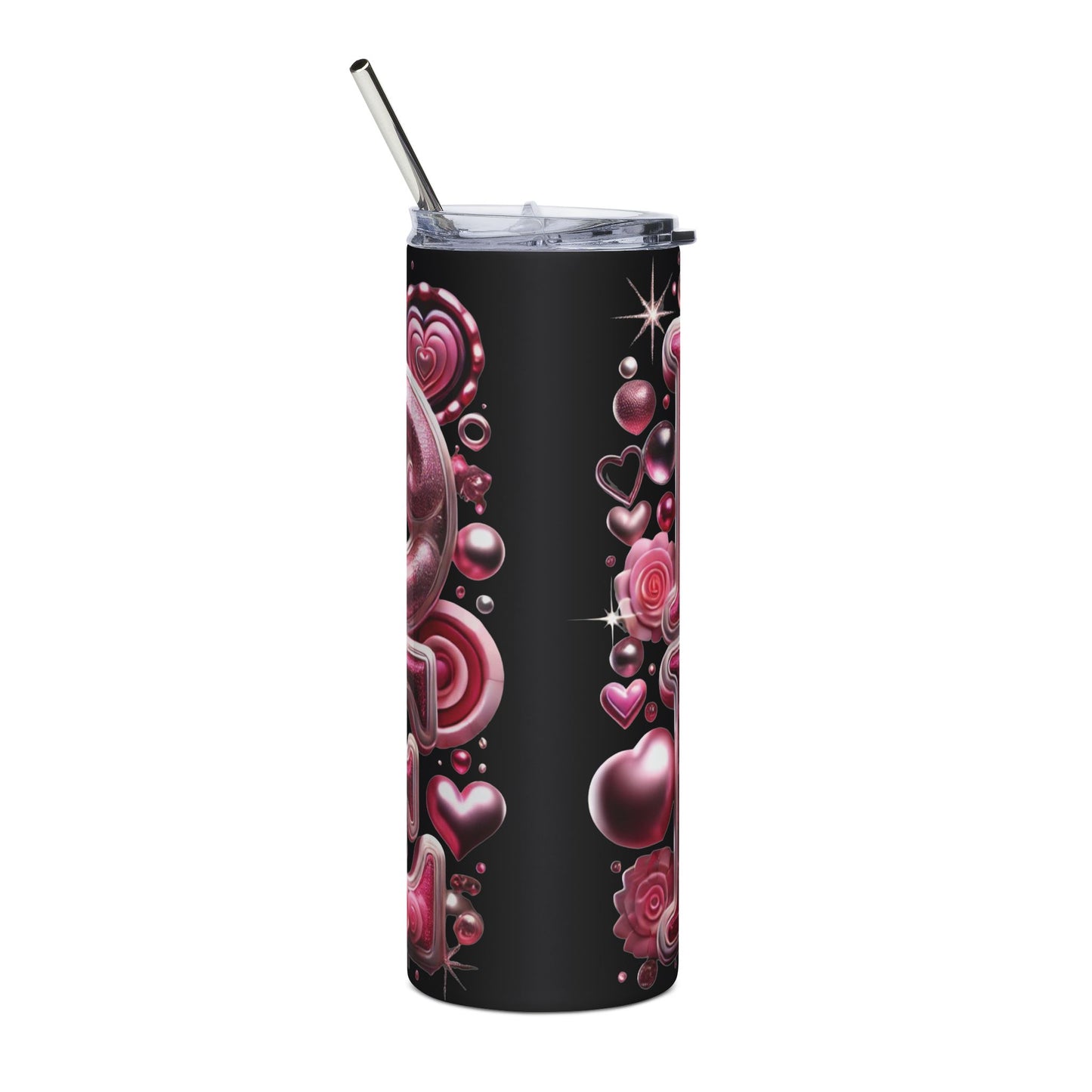 Tumbler - Pink Valentine "LOVE" Stainless Steel 20oz Travel Tumbler