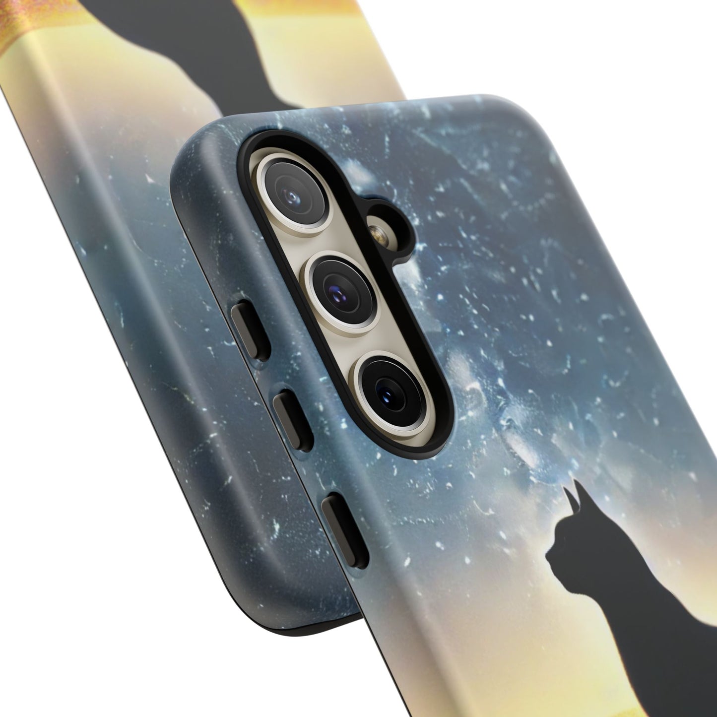 Cat Silhouette Phone Case | Floral Night Sky Design | Unique Gift, Cat Lover, Nature Lover, Birthday, Handmade