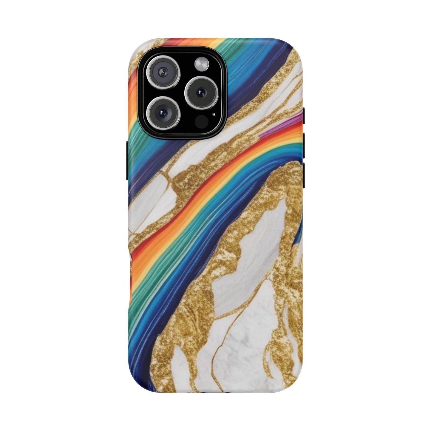 Colorful Marble Phone Case with Rainbow Design, Tough Phone Cover, Customizable Gift, Trendy Cell Accessories, Unique Style