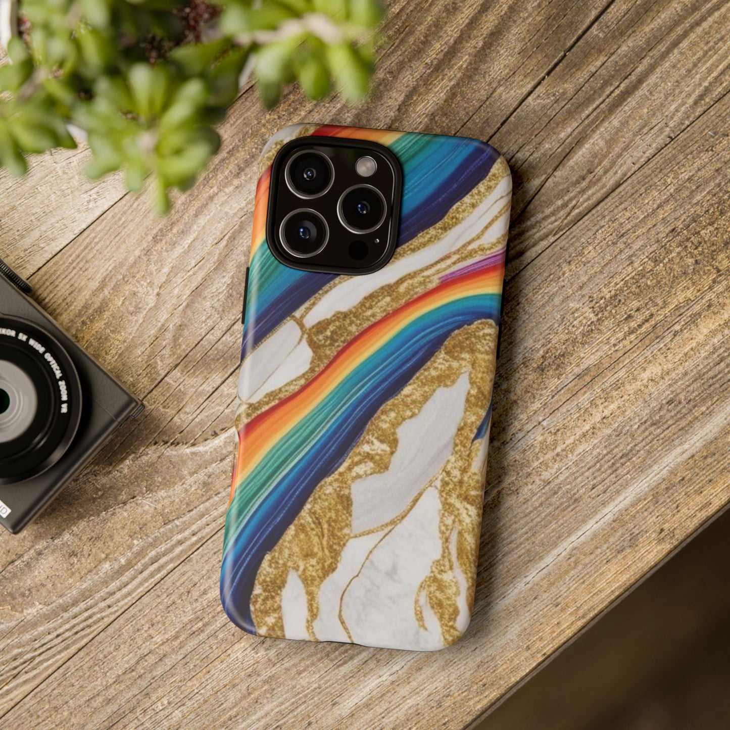 Colorful Marble Phone Case with Rainbow Design, Tough Phone Cover, Customizable Gift, Trendy Cell Accessories, Unique Style