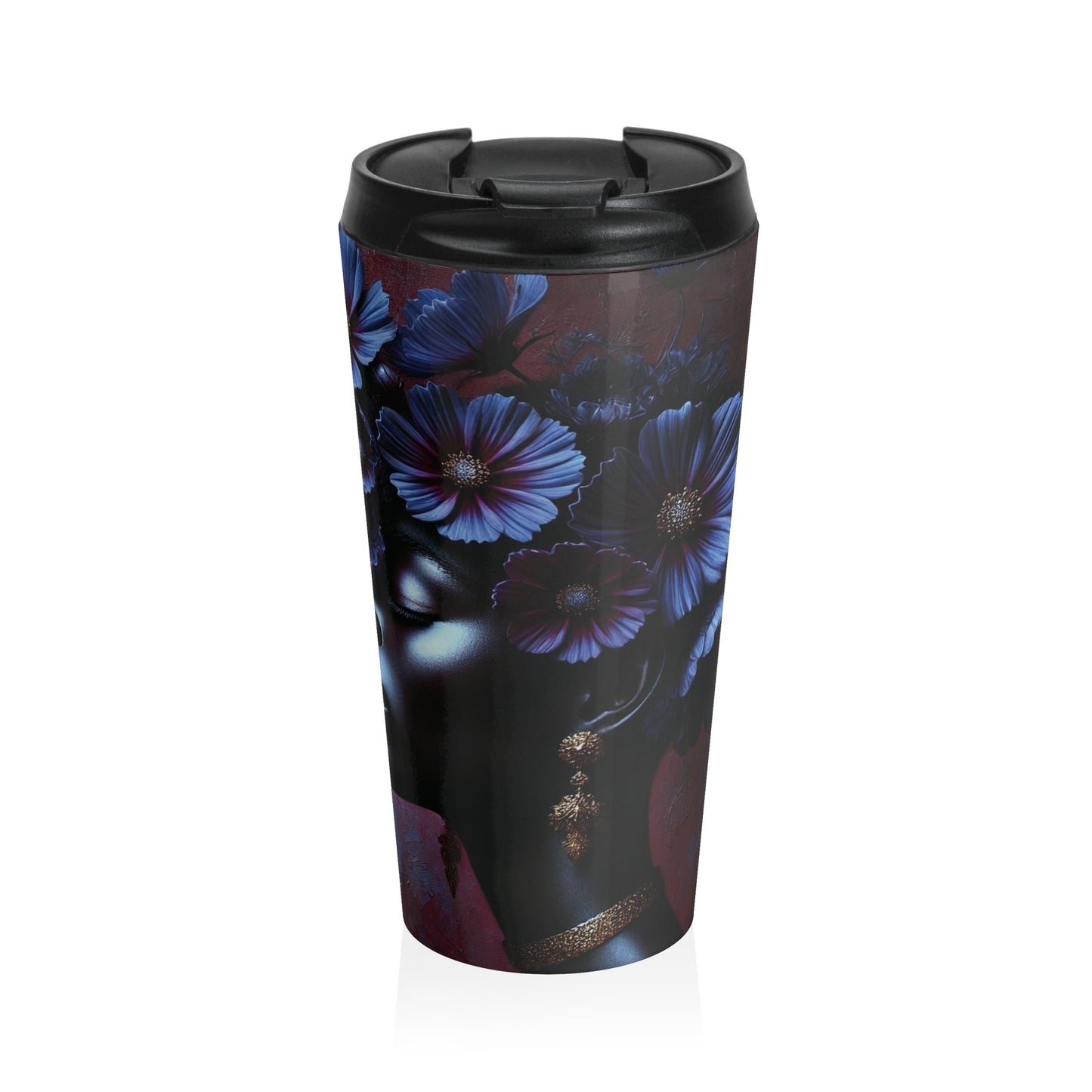 Travel Queen on the Go stainless steel travel mug | dark floral design