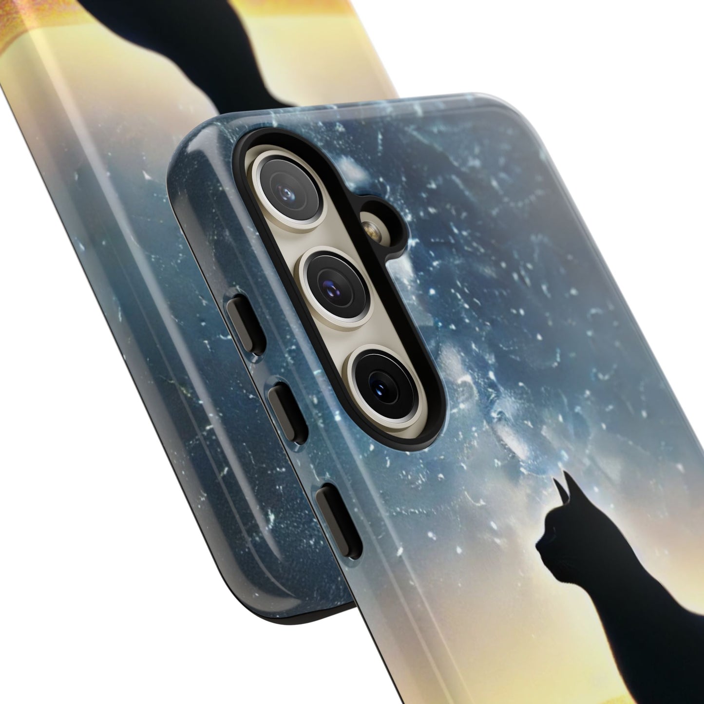 Cat Silhouette Phone Case | Floral Night Sky Design | Unique Gift, Cat Lover, Nature Lover, Birthday, Handmade