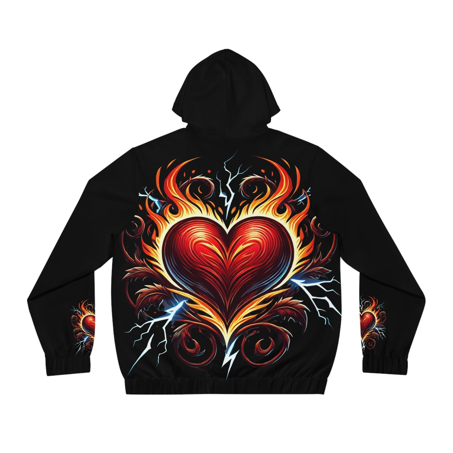 Heartfelt Flame unisex s Full-Zip Hoodie, Gift for Him, Casual Outerwear, Heart Design, Valentine's Day, Festival Style