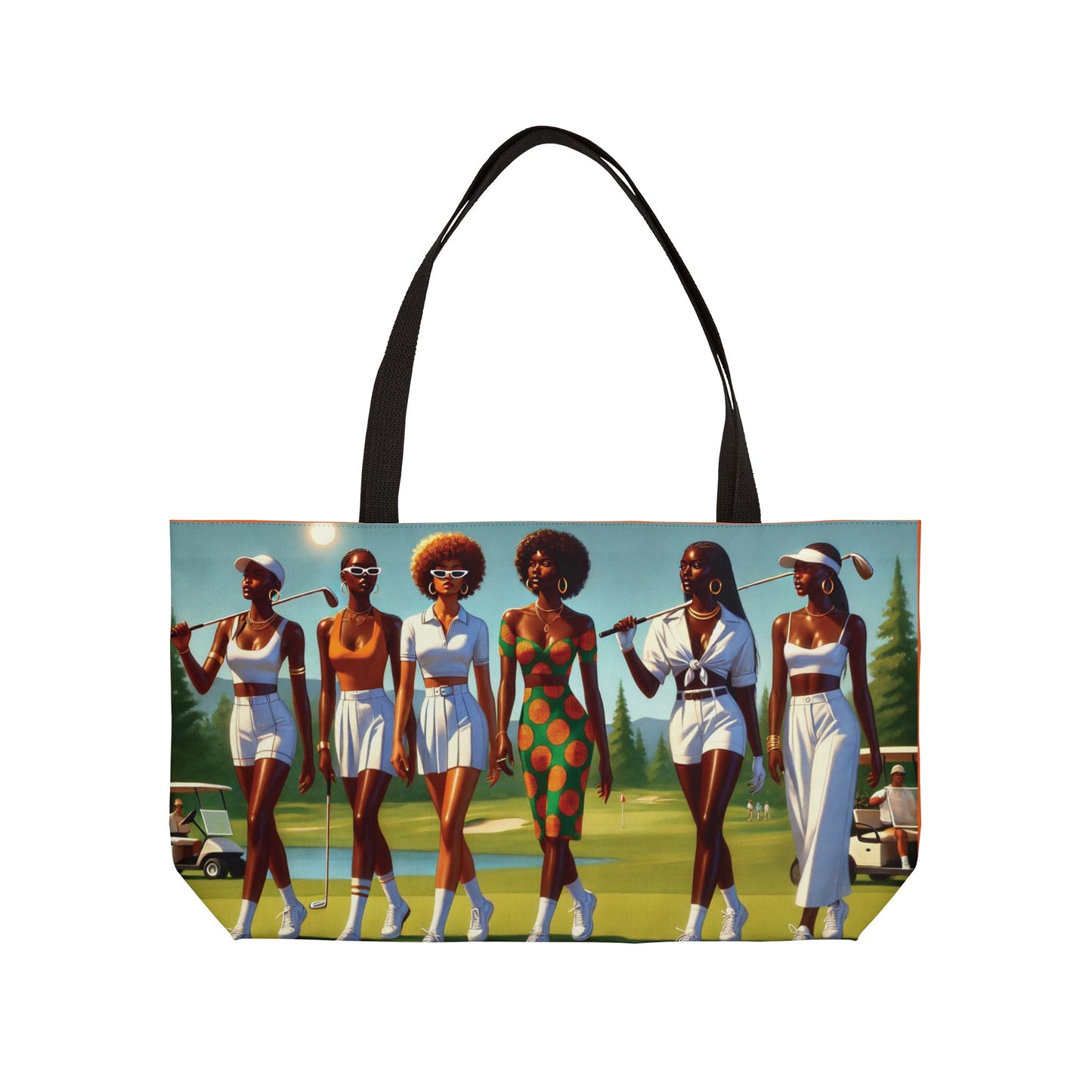 Retro Golf Divas Weekender Tote Bag. 70s Afro Chic