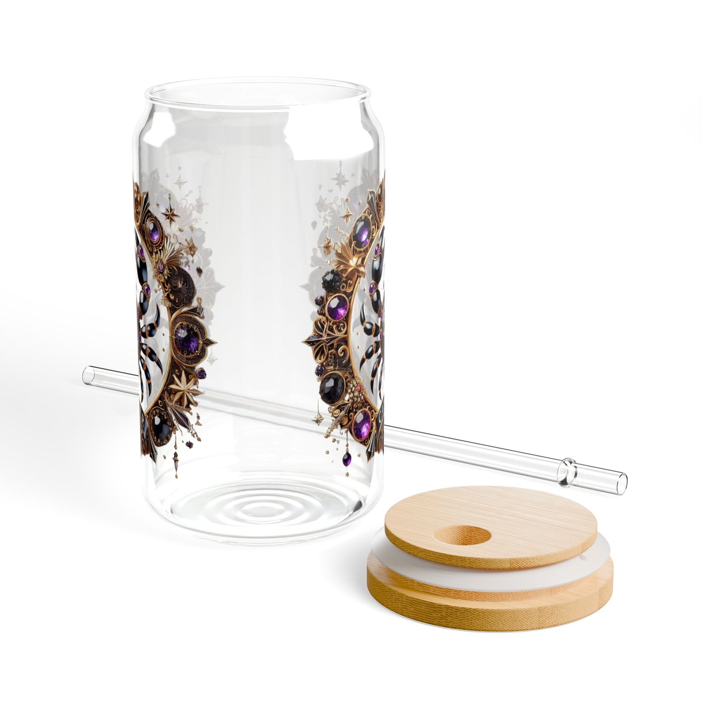 Zodiac Sipper Glass with Straw, 16oz - Unique Cancer Sign Drinkware, Astrological Gift, Home Bar Decor, Eco-Friendly Beverage Container