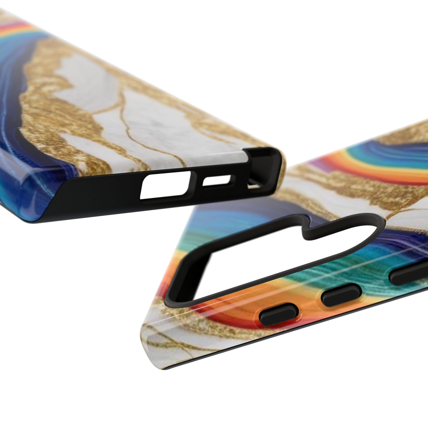 Colorful Marble Phone Case with Rainbow Design, Tough Phone Cover, Customizable Gift, Trendy Cell Accessories, Unique Style