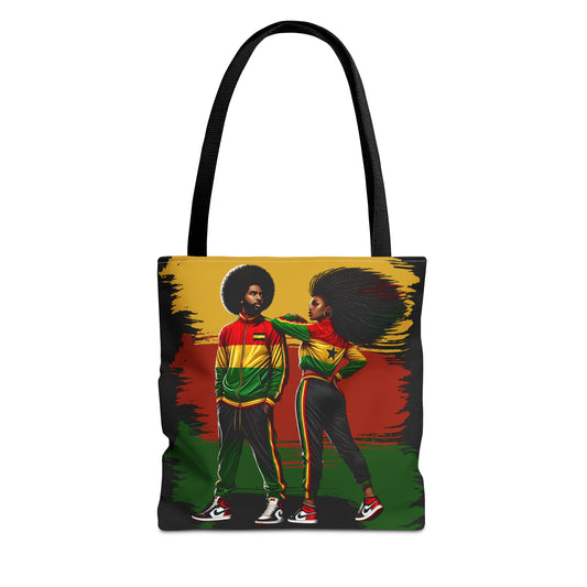 Reggae Roots Tote Bag — Afrocentric Rasta Couple Design
