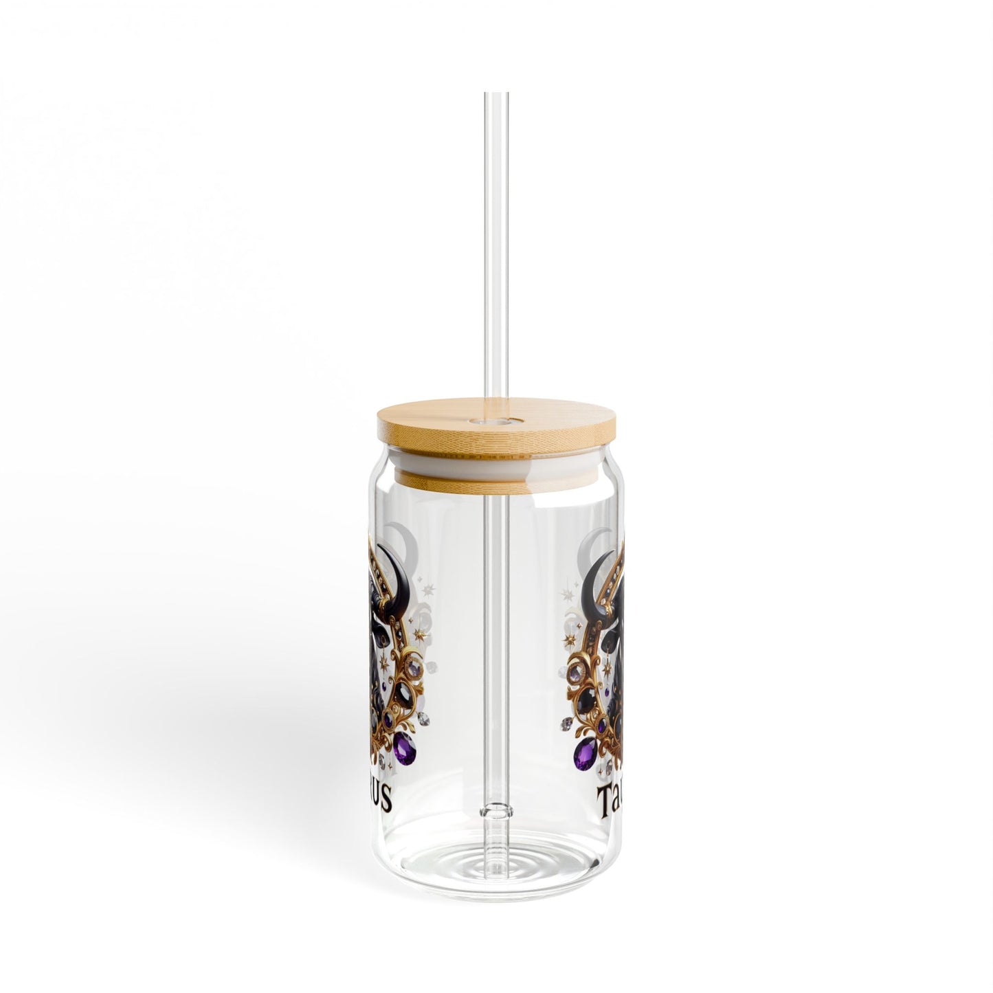 Taurus Sipper Glass, Zodiac Water Bottle, Astrology Gift, 16oz Glass Cup, Horoscope Drinkware, Unique Taurus Present