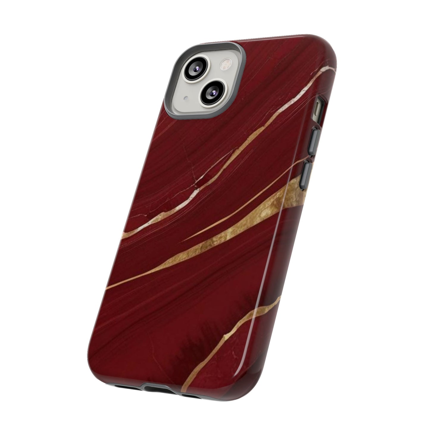 Elegant Red Marble Phone Case - Tough Cases, Stylish Phone Cover, Gift for Her, Luxe Cellphone Protection, Modern Accessories