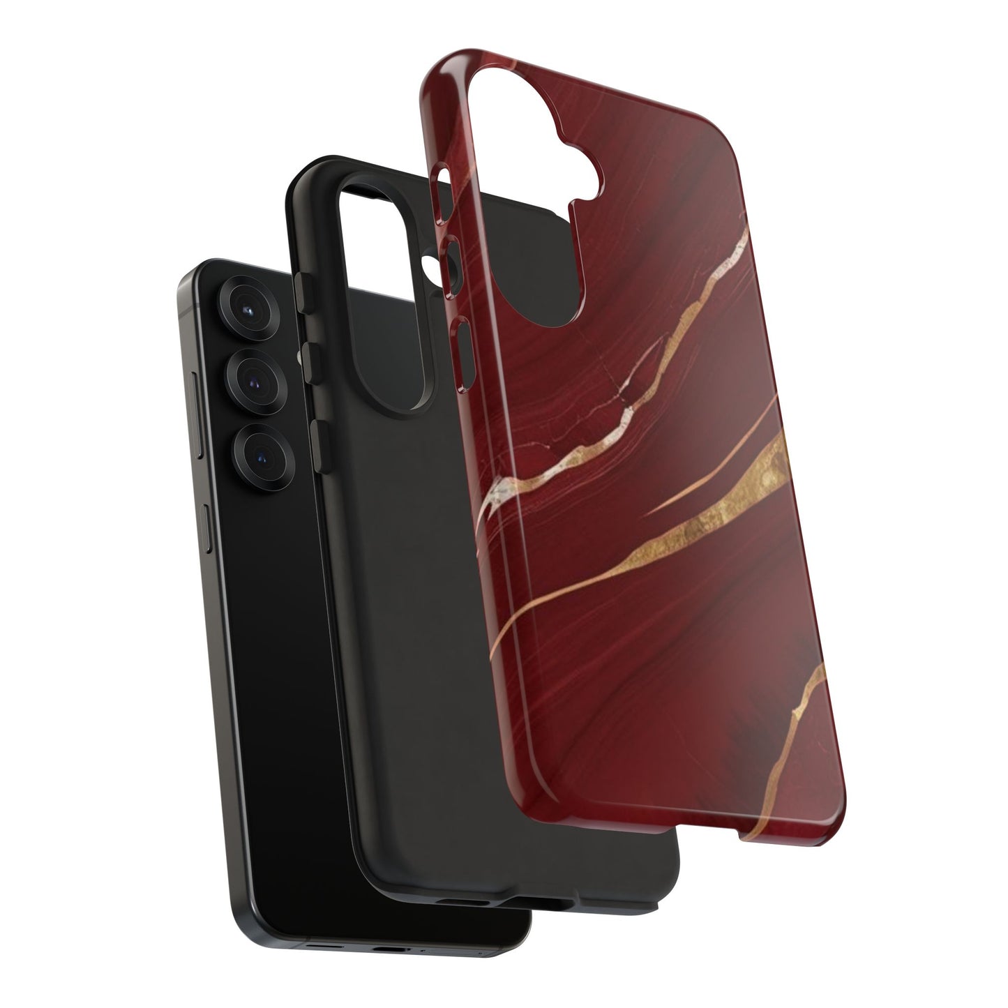 Elegant Red Marble Phone Case - Tough Cases, Stylish Phone Cover, Gift for Her, Luxe Cellphone Protection, Modern Accessories