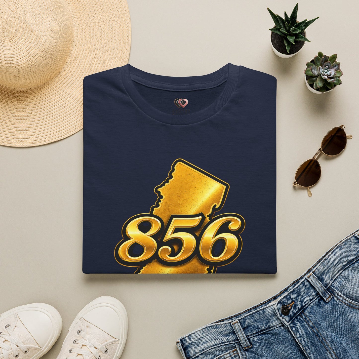 856 Jersey Shore T-Shirt — Gold New Jersey Area Code Tee