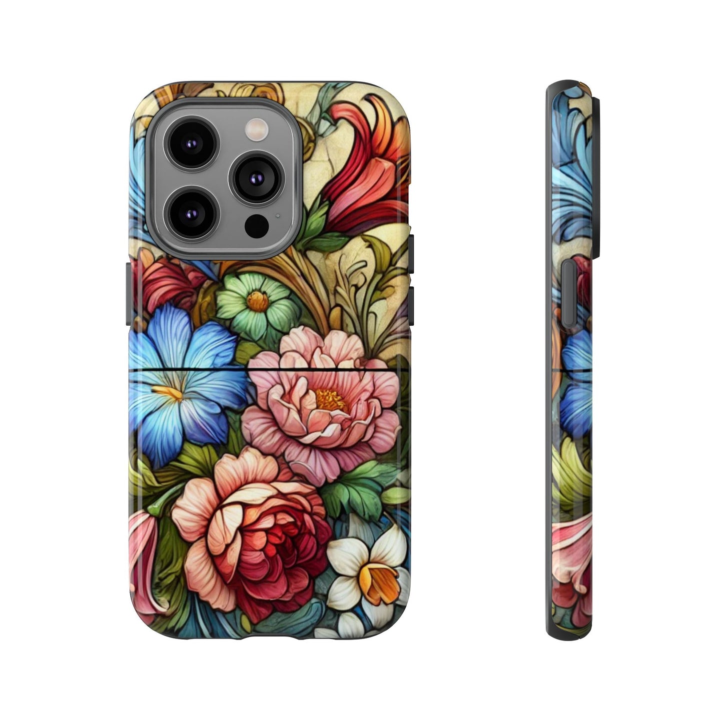 Floral Phone Case, Tough Cases with Colorful Floral Design, Gift for Her, Elegant Phone Cover, Spring Vibes, Unique Design