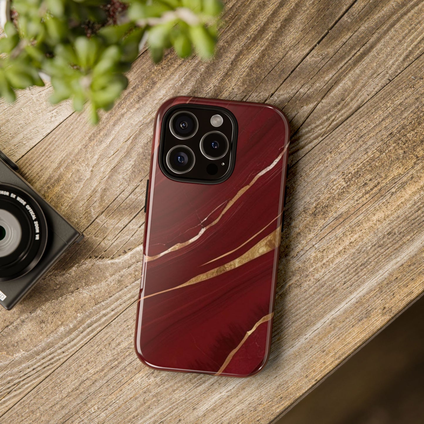 Elegant Red Marble Phone Case - Tough Cases, Stylish Phone Cover, Gift for Her, Luxe Cellphone Protection, Modern Accessories