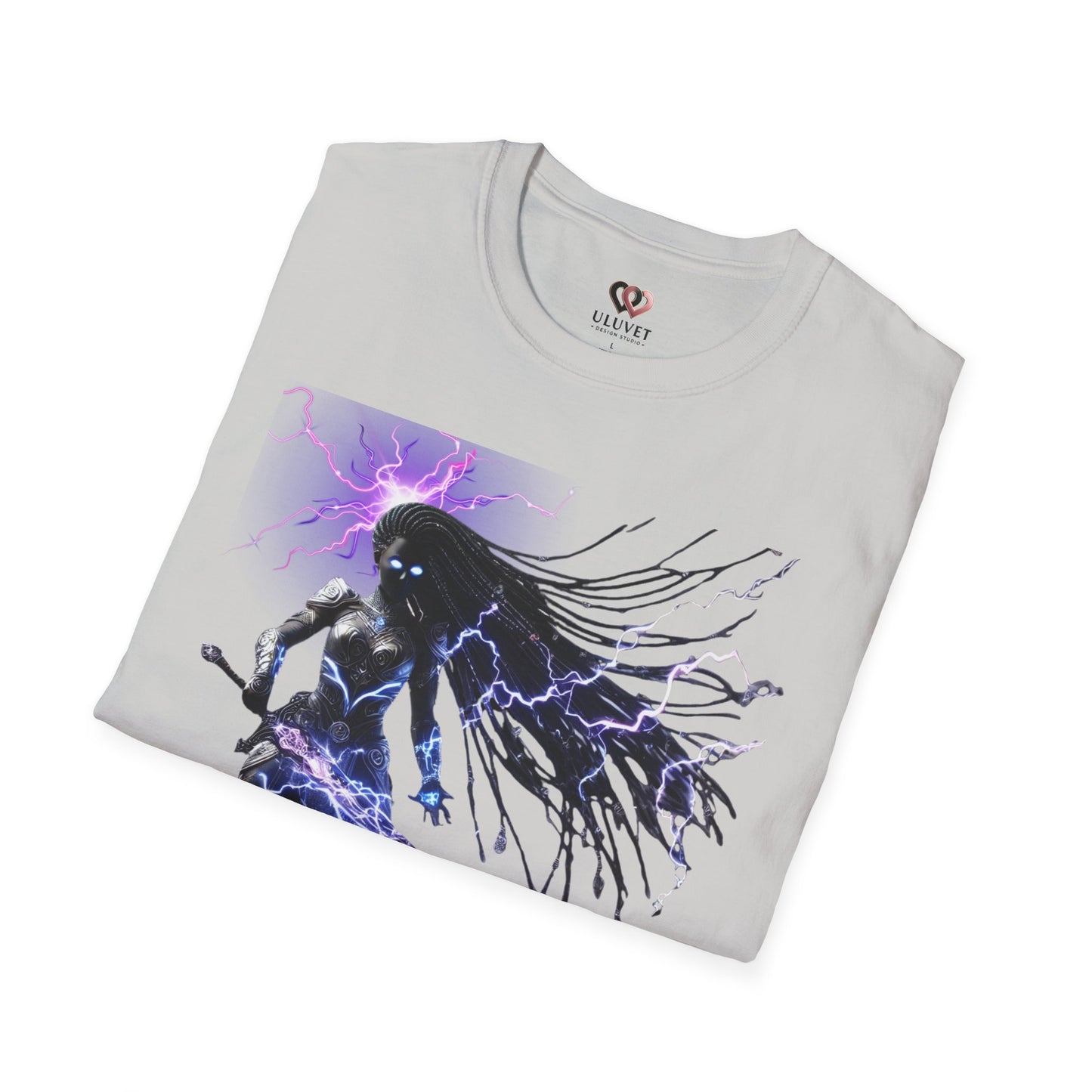 Electrifying Warrior T-Shirt - Unisex Softstyle Tee, Anime Apparel, Boutiques, Gifts for Gamers, Birthday Present, Casual Wear