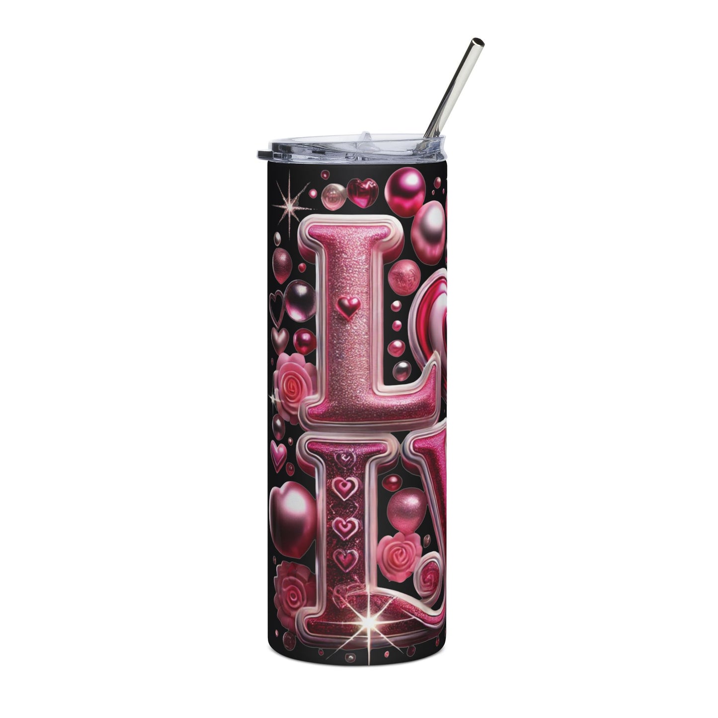 Tumbler - Pink Valentine "LOVE" Stainless Steel 20oz Travel Tumbler