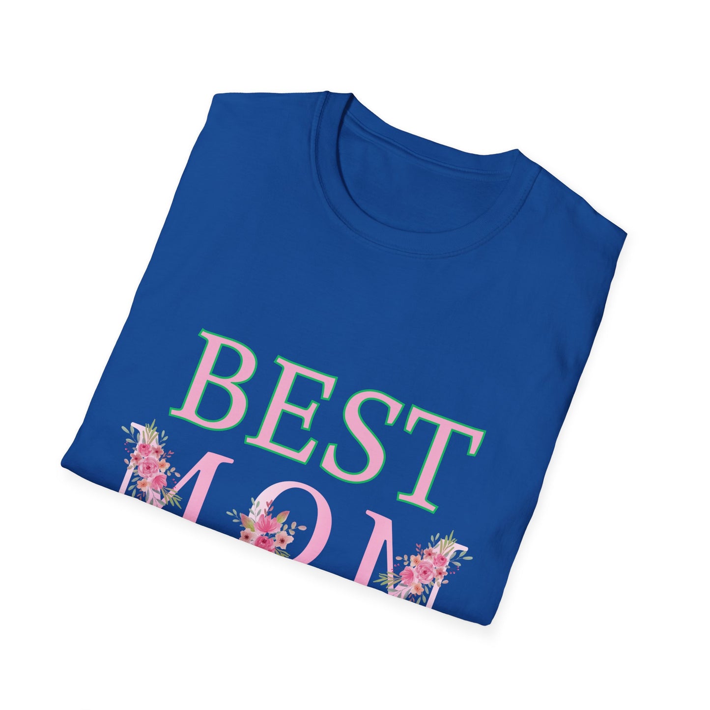 Best Mom Unisex Softstyle T-Shirt | Perfect Gift for Mother's Day, Birthday, Casual Wear, Floral Design, Family Gatherings
