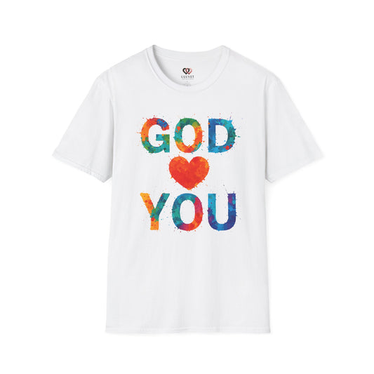 Colorful "God Loves You" Unisex T-Shirt, Inspirational Gift for Faith, Christian Apparel, Religious Tees, Everyday Wear, Uplifting Shirt