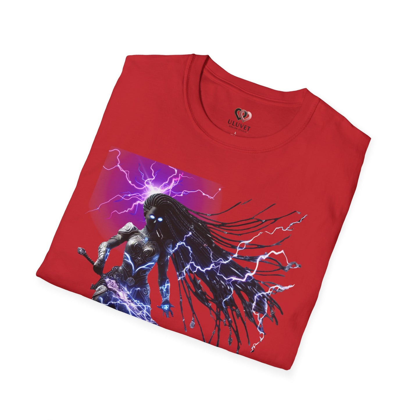 Electrifying Warrior T-Shirt - Unisex Softstyle Tee, Anime Apparel, Boutiques, Gifts for Gamers, Birthday Present, Casual Wear