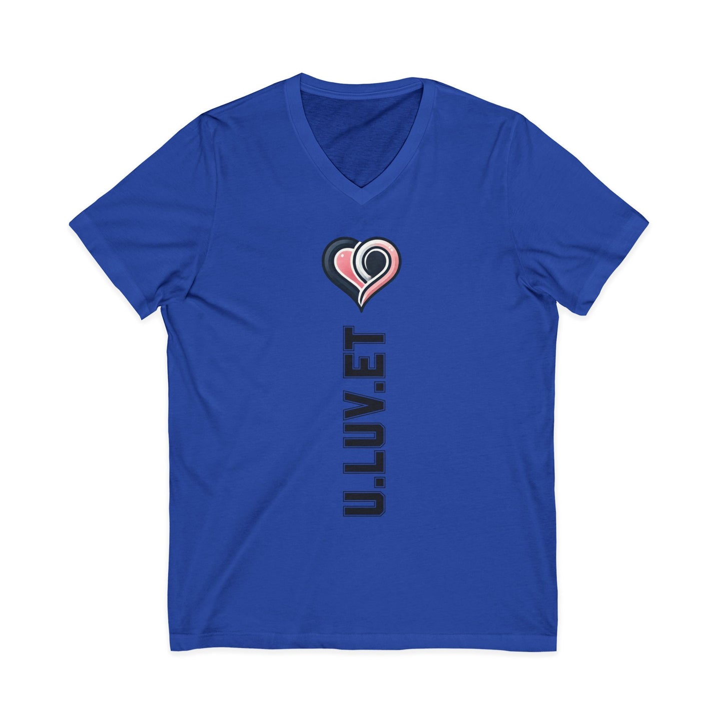 Heartfelt Love V-Neck Tee | Unisex Jersey Short Sleeve Shirt | Perfect for Valentine's, Anniversaries, Casual Wear, Gifts