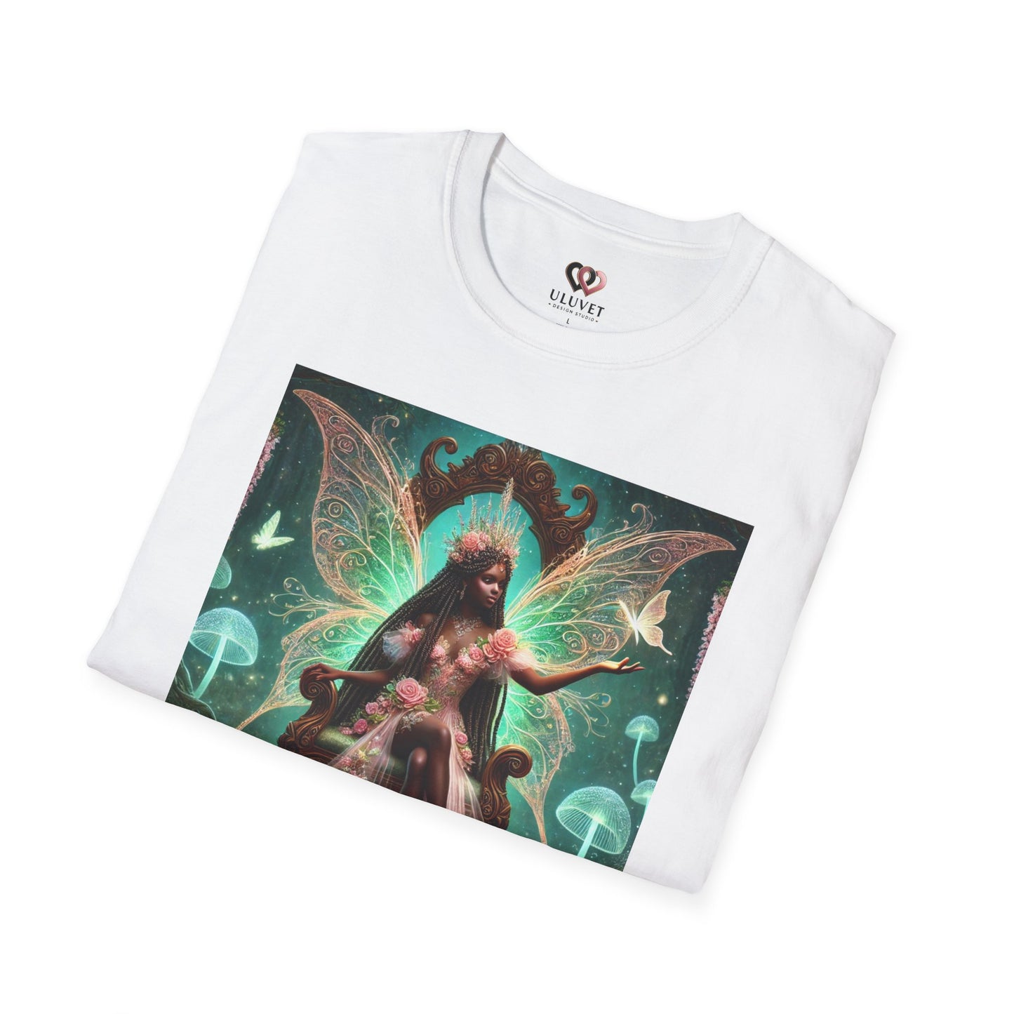 Fairy Garden Unisex Softstyle T-Shirt, Fantasy Tee, Gift for Nature Lovers, Fairy Art T-Shirt, Magical Apparel, Cosplay Top