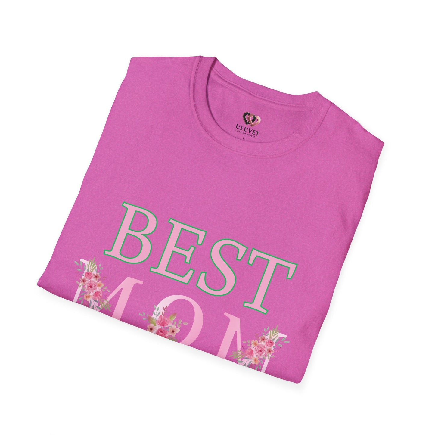 Best Mom Unisex Softstyle T-Shirt | Perfect Gift for Mother's Day, Birthday, Casual Wear, Floral Design, Family Gatherings