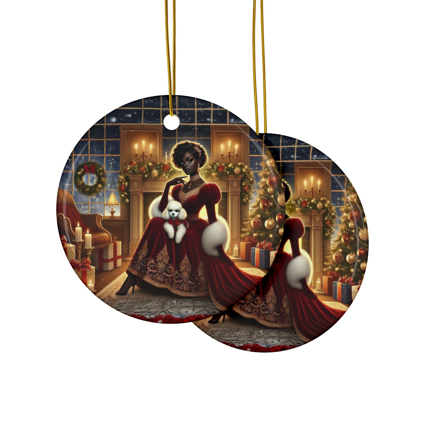 Ceramic Holiday Ornaments, Festive Decor, Christmas Gifts, Tree Decorations, 2-Sided Print, Holiday Keepsakes, Home Decor