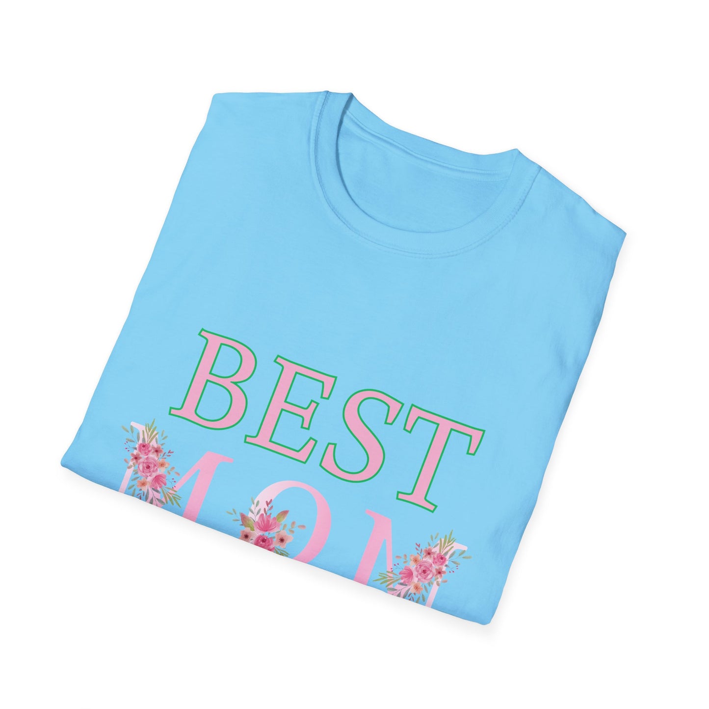 Best Mom Unisex Softstyle T-Shirt | Perfect Gift for Mother's Day, Birthday, Casual Wear, Floral Design, Family Gatherings