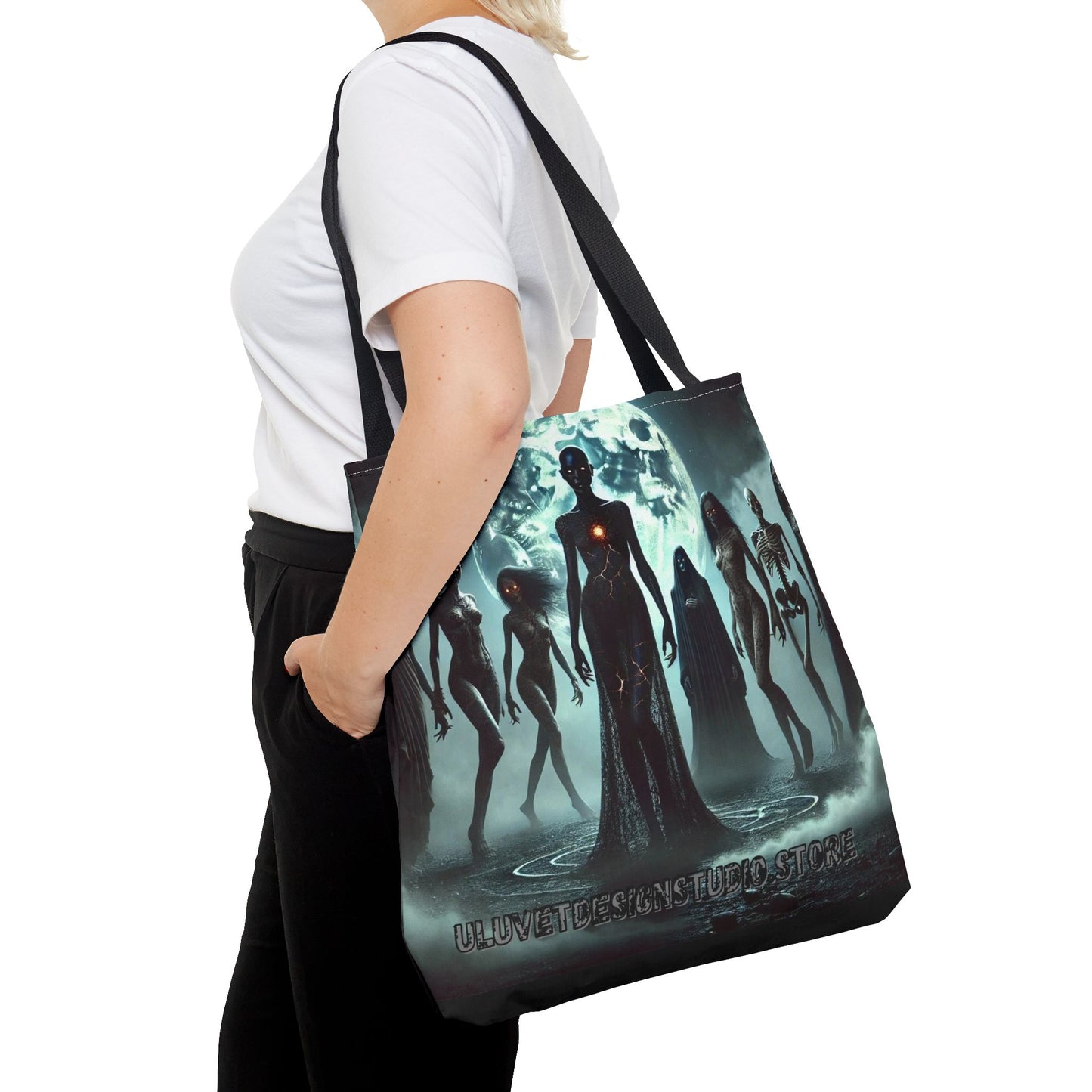 Mystical Alien Tote Bag, Cosmic Art Bag, Gifts for Space Lovers, Unique Shopping Tote, Celestial Design Bag, Science Fiction Accessory