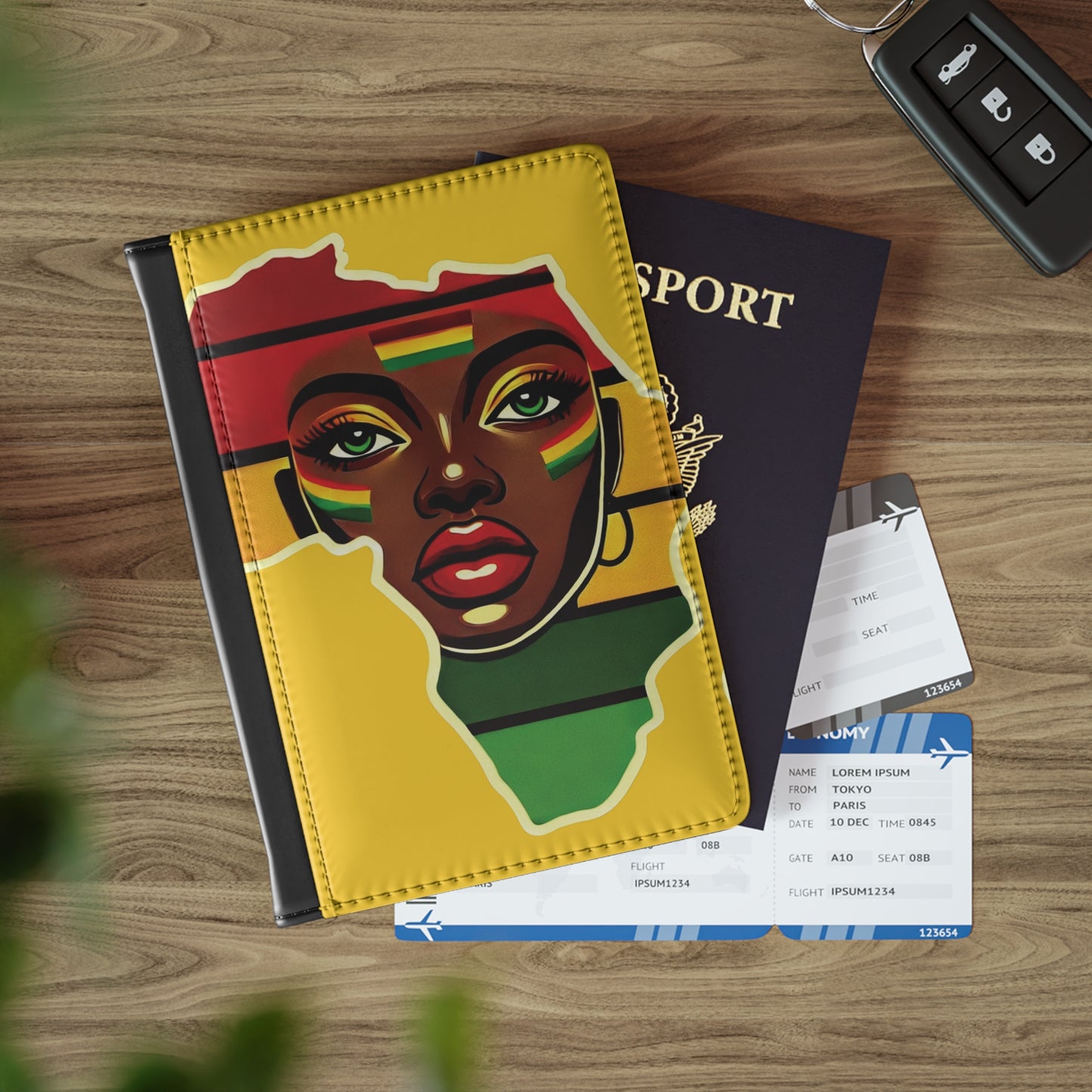 African Map Woman Passport Cover | Pan-African Colors Travel Accessory