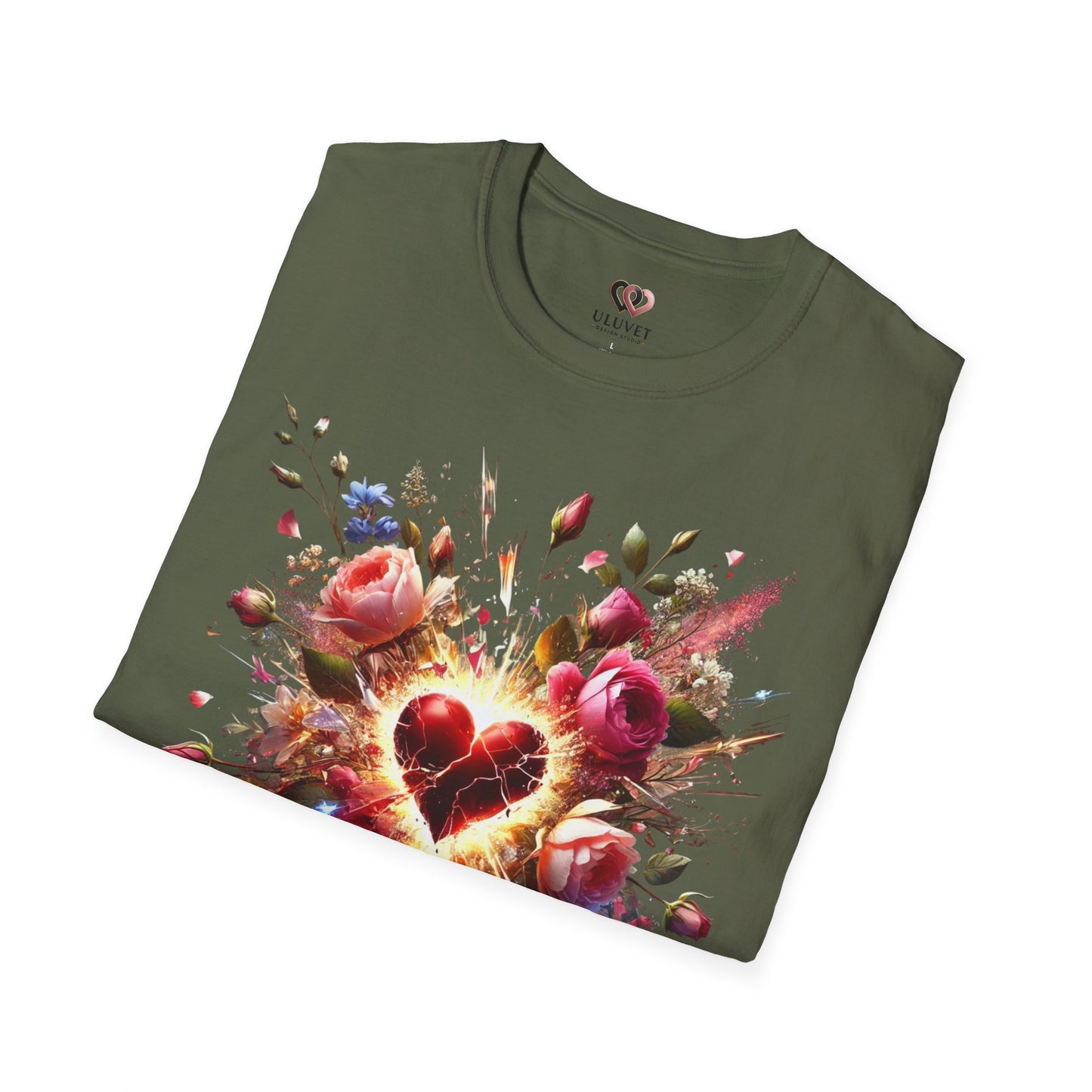 Romantic Floral Heart T-Shirt | Gift for Her | Valentine's Day, Anniversary, Casual Wear, Softstyle Tee, Perfect for Love