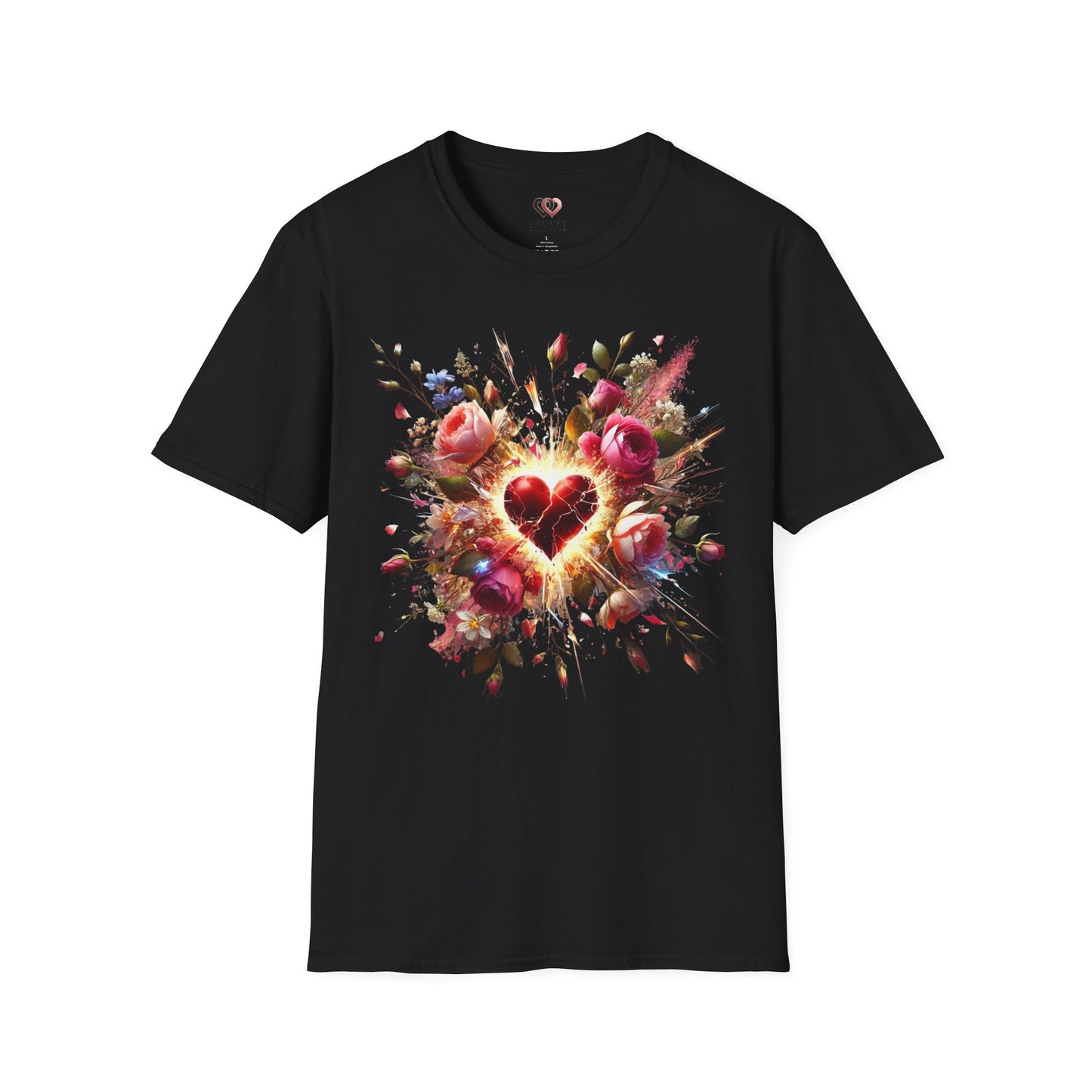 Romantic Floral Heart T-Shirt | Gift for Her | Valentine's Day, Anniversary, Casual Wear, Softstyle Tee, Perfect for Love