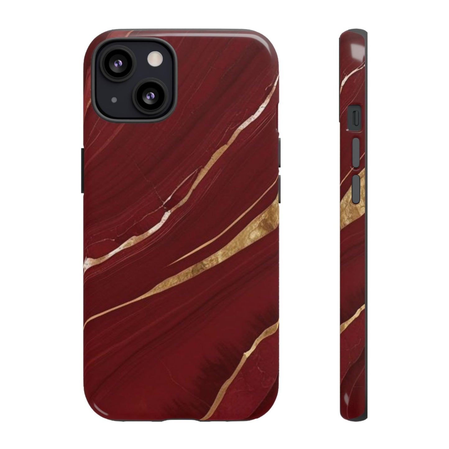 Elegant Red Marble Phone Case - Tough Cases, Stylish Phone Cover, Gift for Her, Luxe Cellphone Protection, Modern Accessories