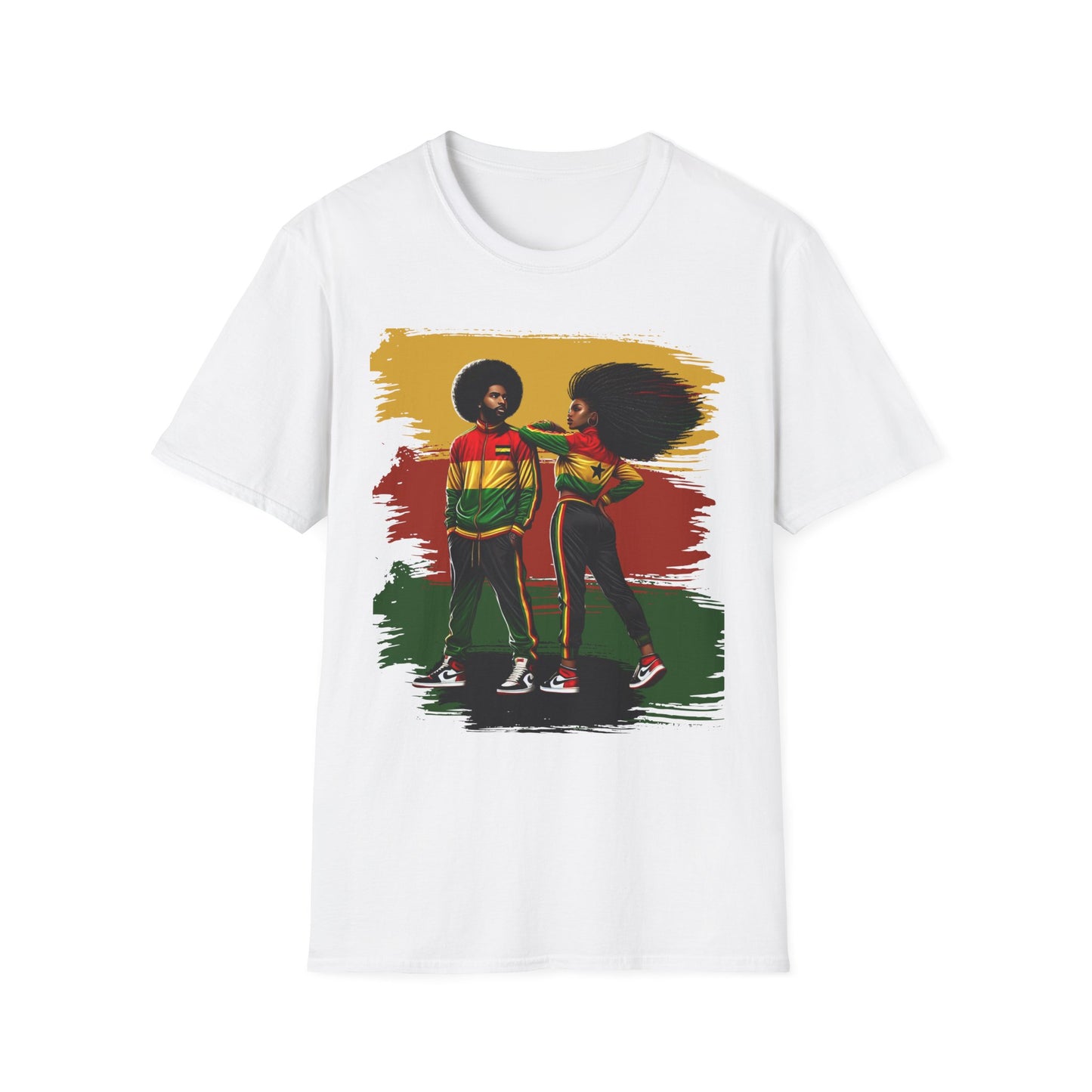 Afro Retro Couple T-Shirt — Rasta Colors Urban Pride Tee