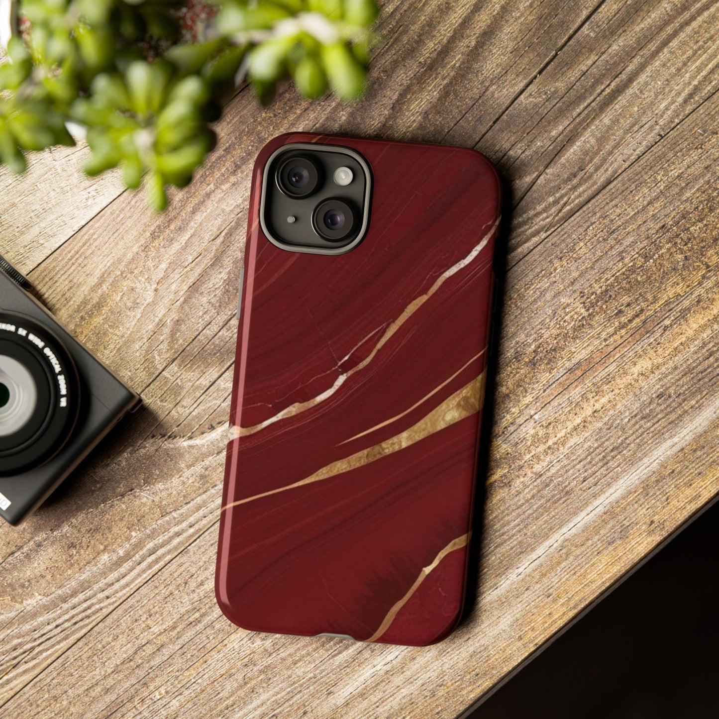 Elegant Red Marble Phone Case - Tough Cases, Stylish Phone Cover, Gift for Her, Luxe Cellphone Protection, Modern Accessories