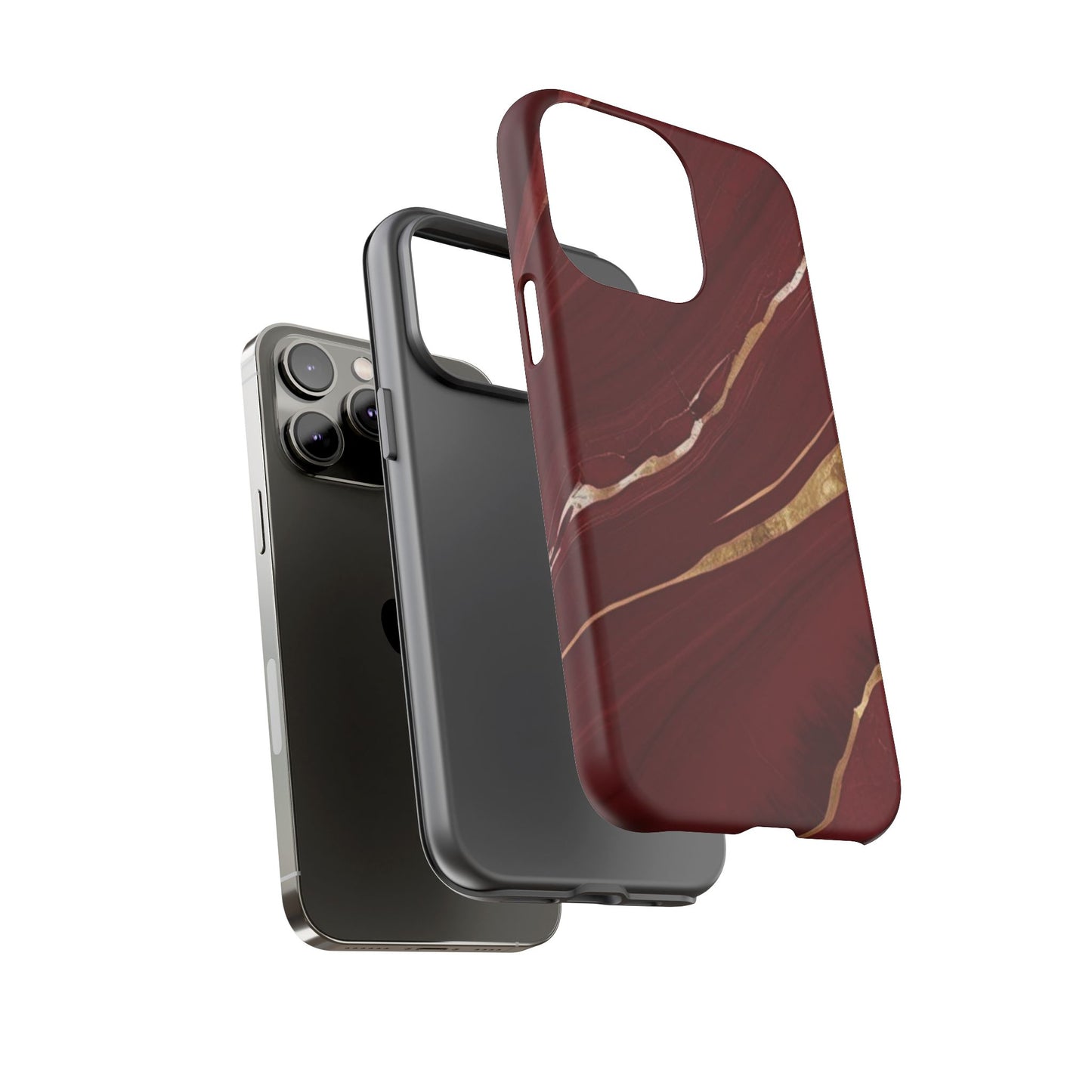 Elegant Red Marble Phone Case - Tough Cases, Stylish Phone Cover, Gift for Her, Luxe Cellphone Protection, Modern Accessories