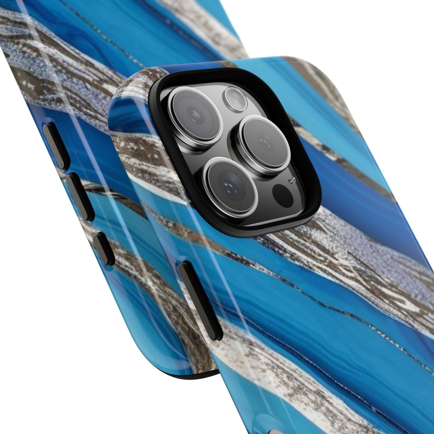 Marbled Phone Case - Tough Cases, Stylish Protection, Blue and Gold, Gift for Tech Lovers, Perfect for Birthdays and Anniversaries