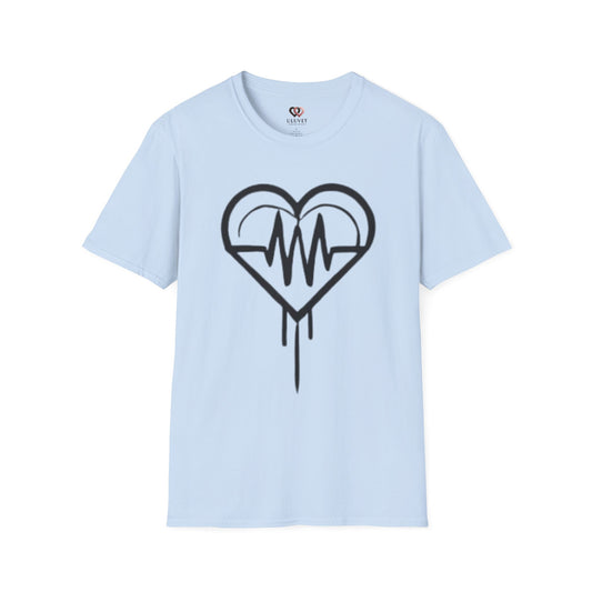 Heartbeat Graphic Unisex T-Shirt, Softstyle Tee, Heartbeat Shirt, Casual Wear, Gift for Music Lovers, Heartbeat Art