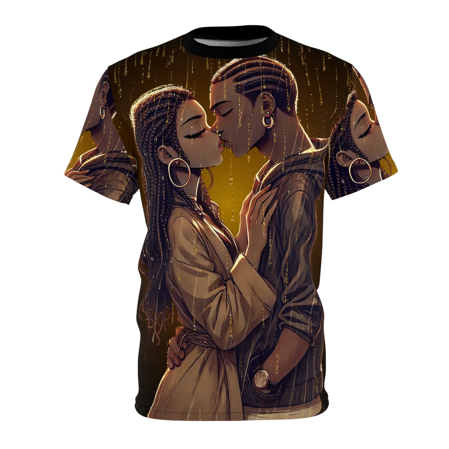 Romantic Couple Kiss Tee - All-Over Print Urban Love Shirt