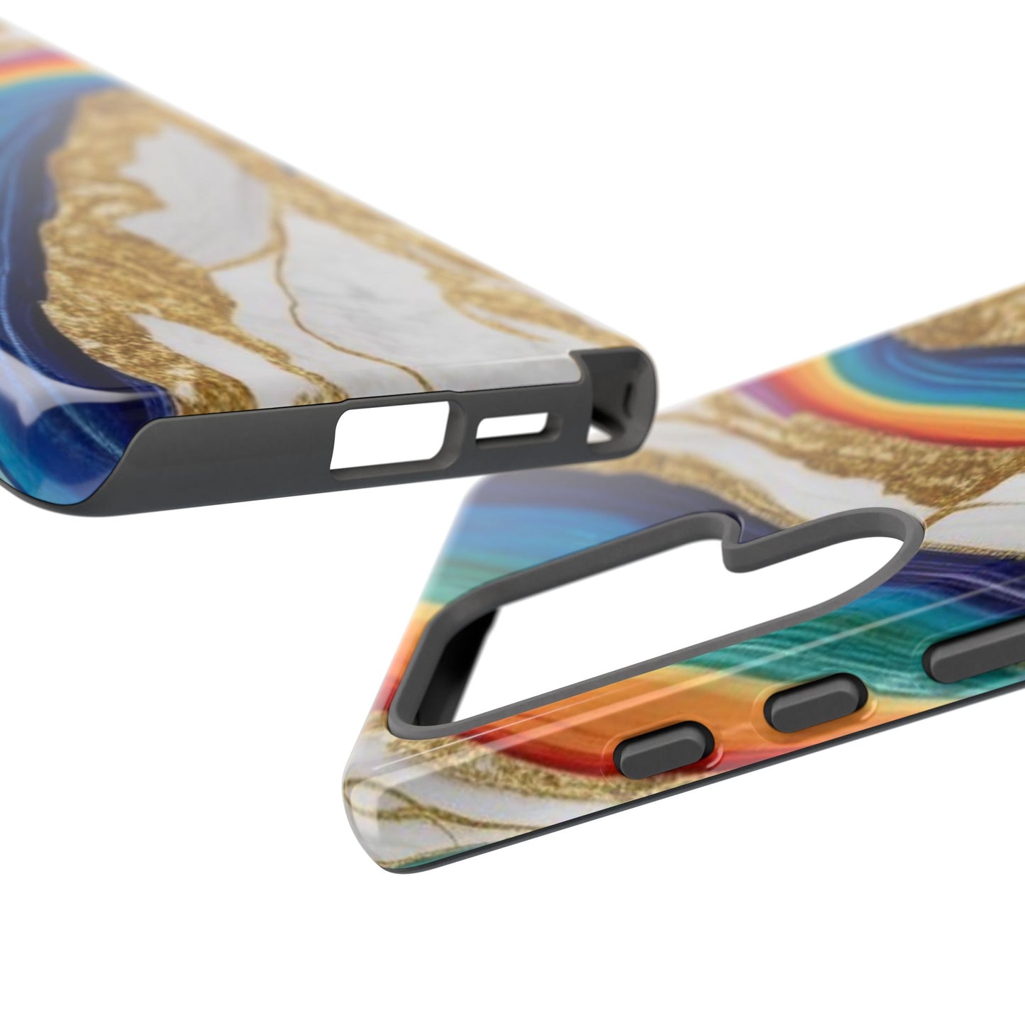 Colorful Marble Phone Case with Rainbow Design, Tough Phone Cover, Customizable Gift, Trendy Cell Accessories, Unique Style